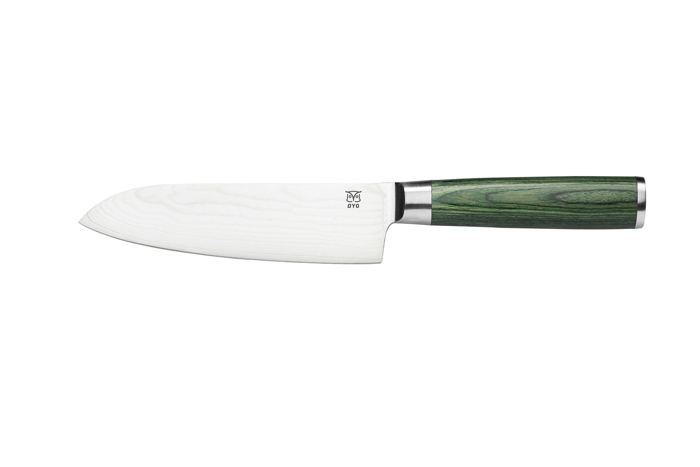 Skarvet santoku kokkekniv 16 cm, grønn