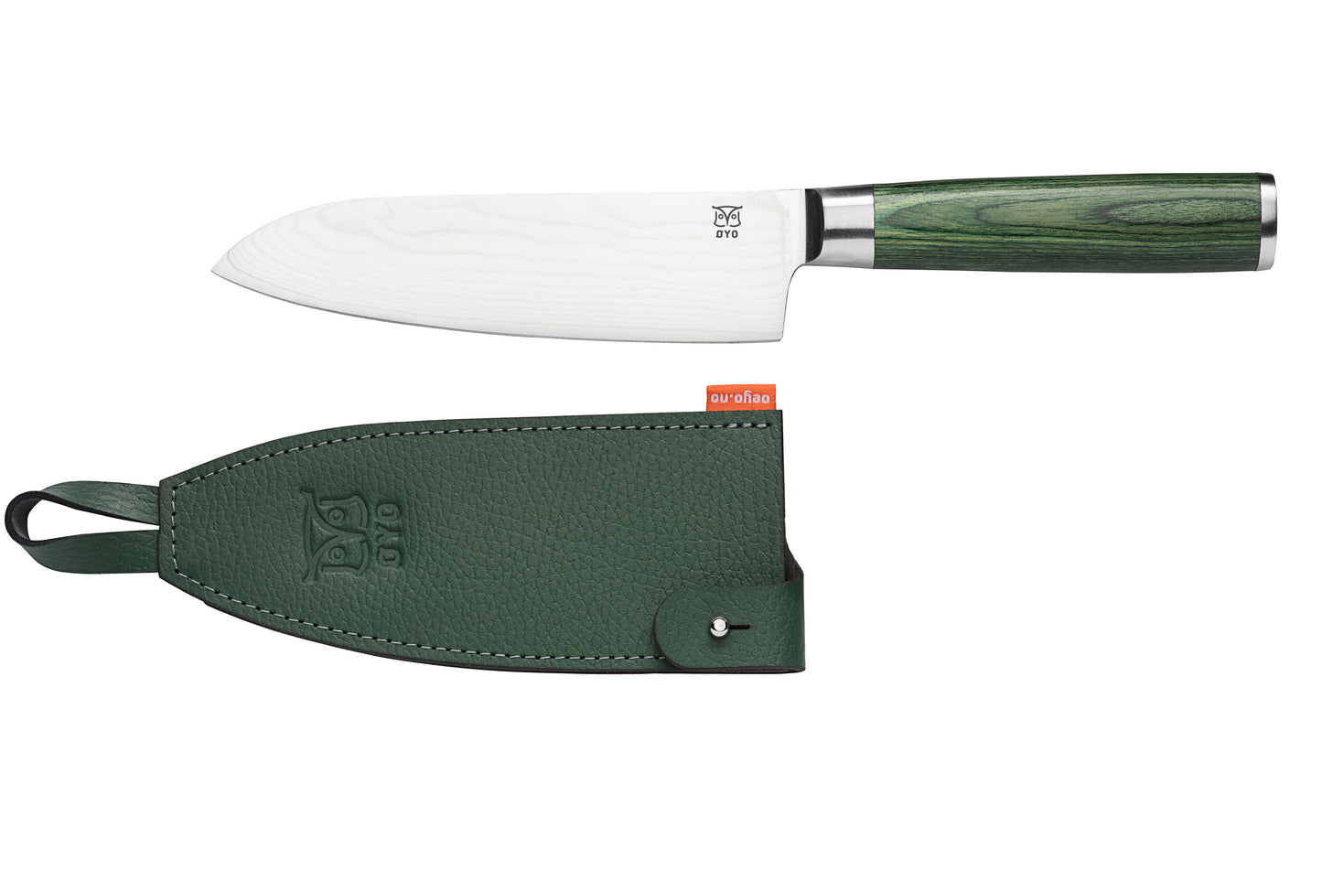 Skarvet santoku kokkekniv 16 cm, grønn