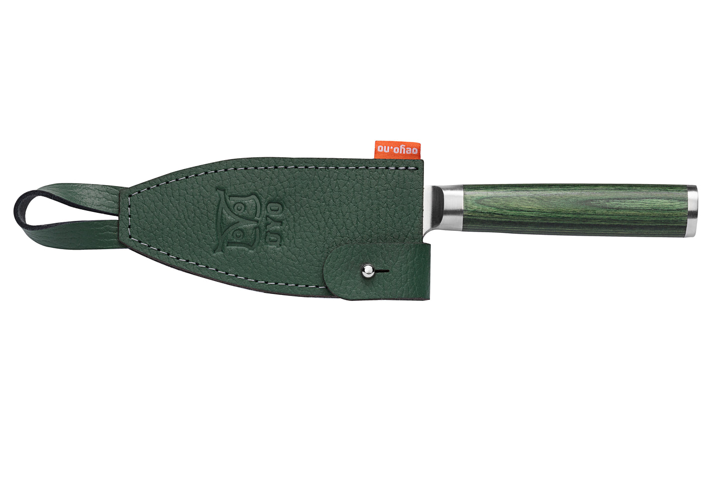 Skarvet santoku grønnsakskniv, grønn