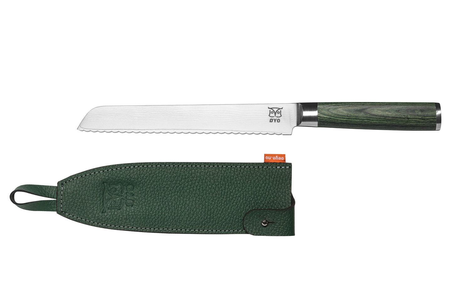 Skarvet brødkniv 20 cm, grønn