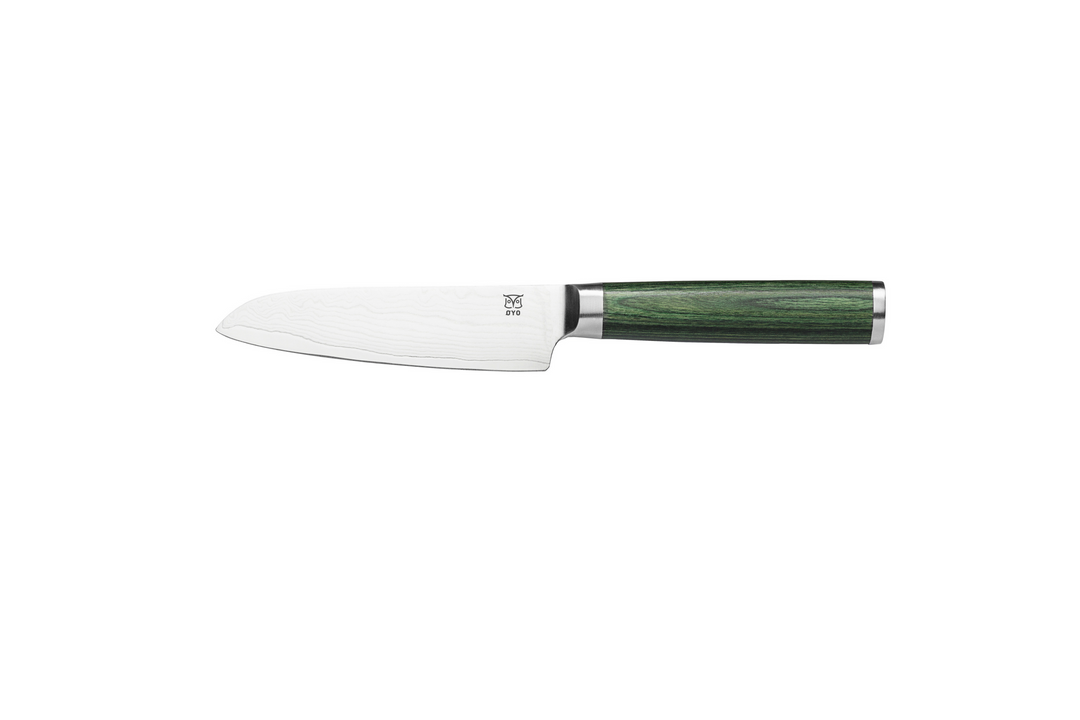Skarvet santoku grønnsakskniv, smaragd