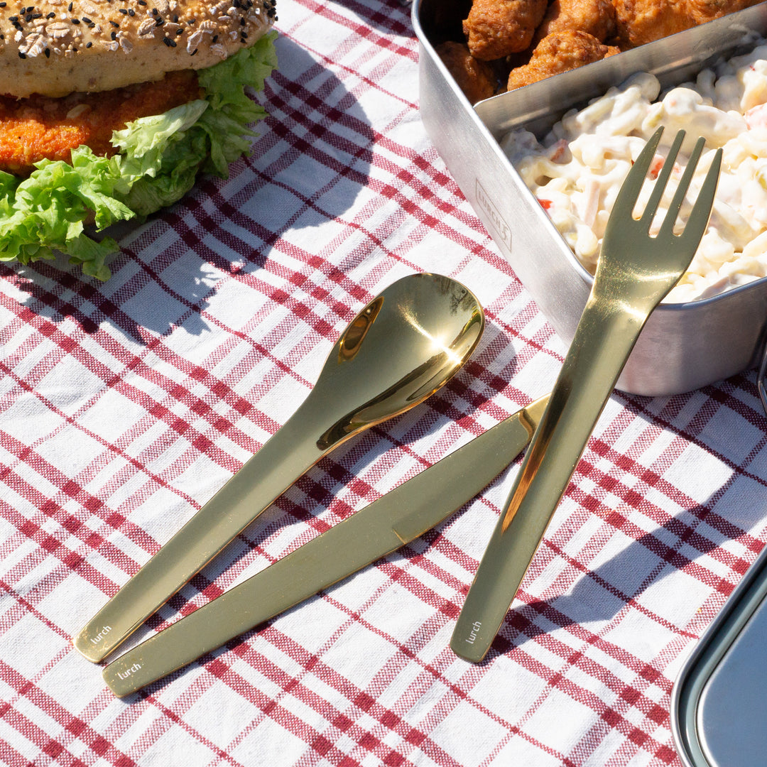 Bestikk To-Go i rustfritt stål, gull