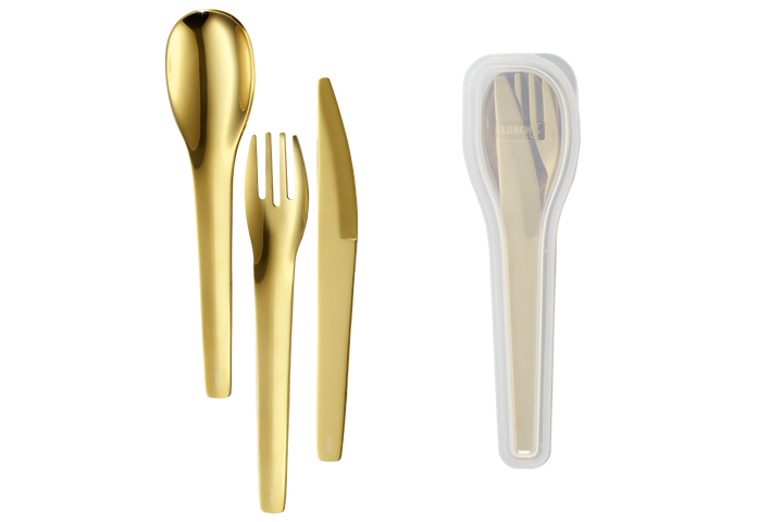 Bestikk To-Go i rustfritt stål, gull