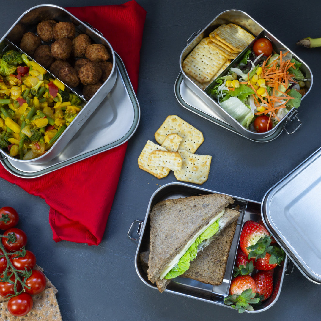 Matboks i rustfritt stål med vippelås, 1,4 liter