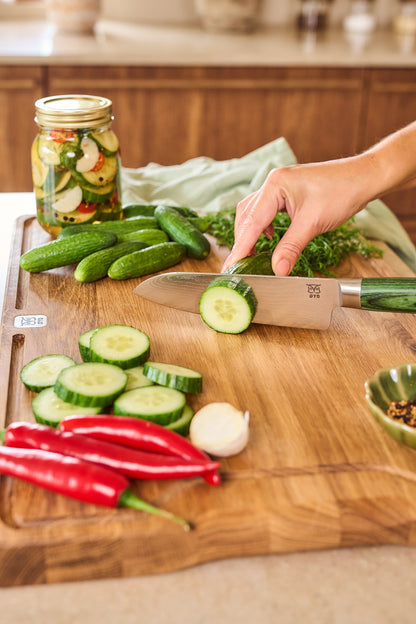 Skarvet santoku kokkekniv 16 cm, smaragd